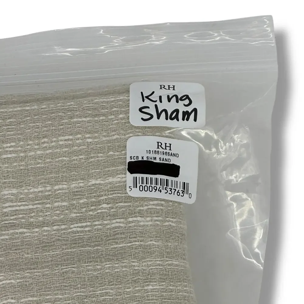 Restoration Hardware Striated Cotton Linen Pillow Sham King Size Sand